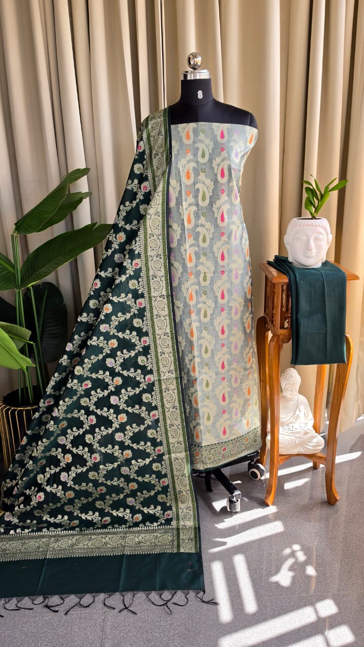 Semi banarasi silk salwar(green)-VK33